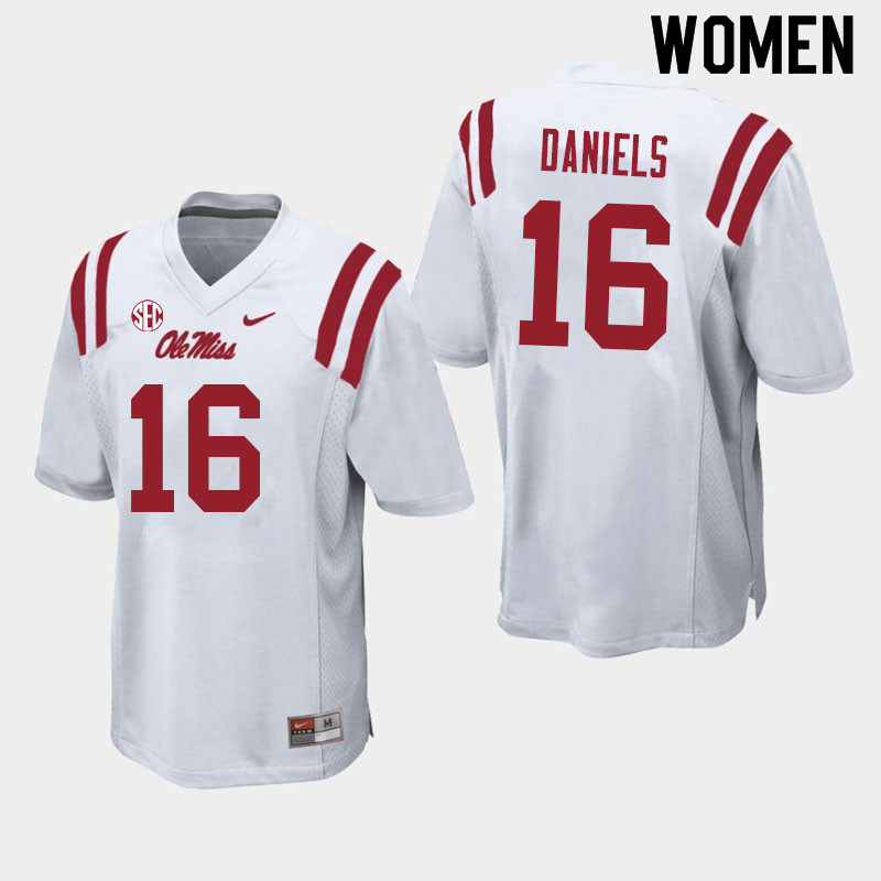Women #16 MJ Daniels Ole Miss Rebels College Football Jerseys Sale-White - Click Image to Close